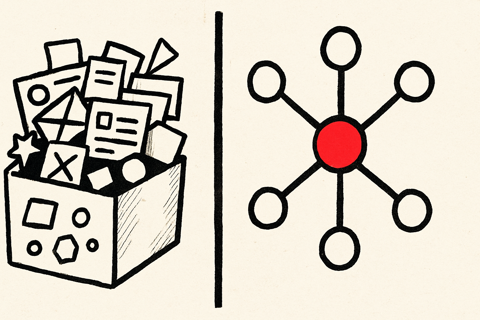 There's boxes of documentation, but no relationships that make cross-functional teams work